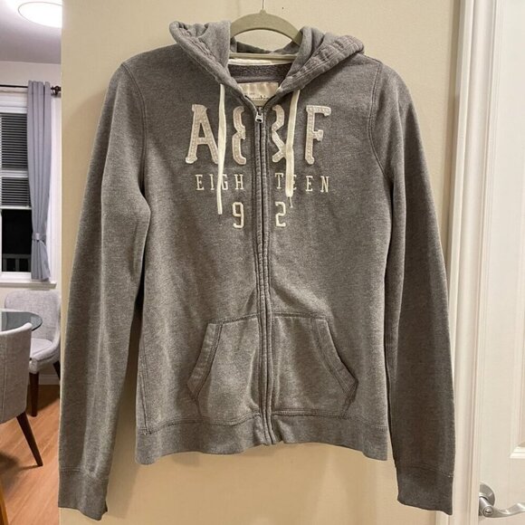 VINTAGE 2000s Y2K ABERCROMBIE GREY SEQUIN HOODIE - Picture 5 of 15